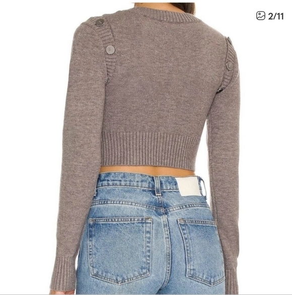 FOR LOVE AND LEMONS Joan Cardigan Sweater and Vest Button Crop Grey XS - Picture 2 of 10